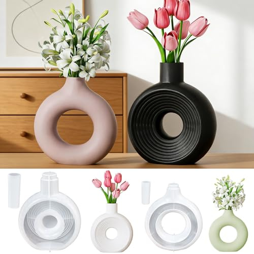 2 Stück Vase Silikonform,DIY Vases Resin Formen,Blumenvase Silikonformen,Handgefertigte Silikonform,Epoxidharz Formen Moulds,für DIY Dekoration Handgemachte Geschenke
