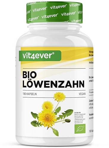 vit4ever Bio Tarassaco - 180 Capsule - Rapporto 10:1 ad alto Dosaggio | 1500 mg di Estratto di Radice di Tarassaco - Vero Estratto di Taraxacum officinale - Senza additivi Inutili
