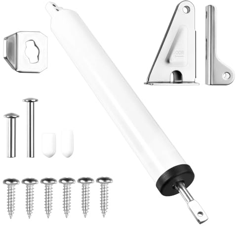LEONTOOL Ferme-porte Pneumatique Réglable pour Porte Moustiquaire ou Porte d'Entrée – Vitesse de Fermeture Ajustable avec Clip de Maintien Ouvrant – Kit de Montage en Aluminium Lourd