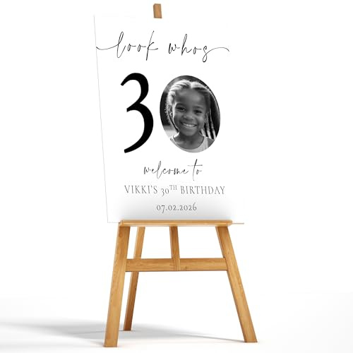 Personalised 30th Birthday Welcome Sign – Custom Hello Thirty Party Entrance Board, Premium Foam Board Birthday Decoration, Personalised Name & Date Sign, UK Party Decor (A2 (600x400mm))