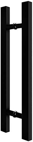 NZPOST Poignée de Porte vitrée/Porte coulissante en Bois, Tube carré, en Acier Inoxydable laqué Noir, à Pousser-Tirer