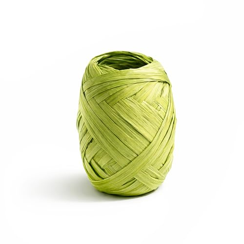 Papierband Raffiabast 20m Geschenkband Raffia Papier Schnur für Craft Verpackung - Bastband Papiergarn zum Binden Verzieren - Bänder für Bastelarbeiten Geschenke Dekorationen - Lindgrün