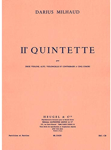 Darius Milhaud: String Quintet No.2 Op.316 (Score/Parts). Für Streichquintett