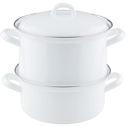 Riess, 0286-033, Kartoffelkocher mit Emaildeckel 18, CLASSIC- WEISS, Höhe 19 cm, Durchmesser 18 cm, Emaille, weiß, Induktion