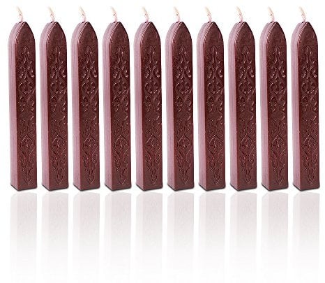 10 Stück Weinrot Siegelwachs Dichtungs Wachs Versiegelung Sticks mit Docht für Retro Vintage Wachs Siegel Stempel