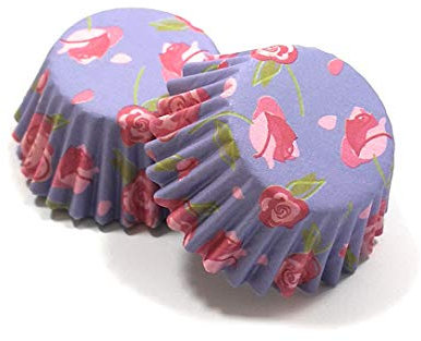 Mini Cupcake Cases 100pcs Paper/Grease Proof Blue Rose Design