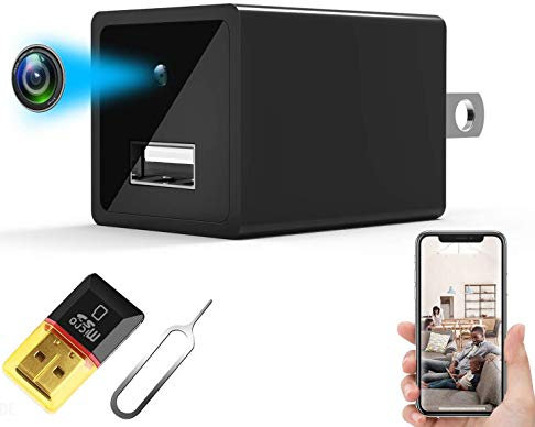 Mini Hidden Spy Camera - 2 in 1 Wireless Home USB Security Camera with Charger – 1080P HD WiFi Hidden Camera – Wide Angle Nanny Spy Camera – Loop Recording Security Spy Camera – Motion Detector