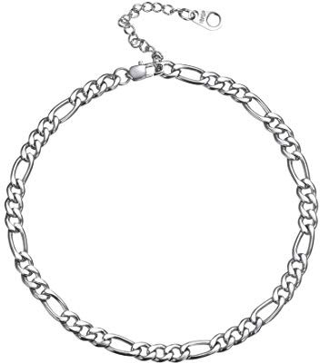 U7 Chaîne de Pied Acier Inoxydable Maille Figaro 3+1 5mm de Large Bracelet de Cheville Femme 25cm