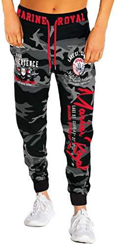 Jaylvis Damen Jogginghose Sporthose Hose Training Fitness Camouflage Sweatpants Marine Royal H.512