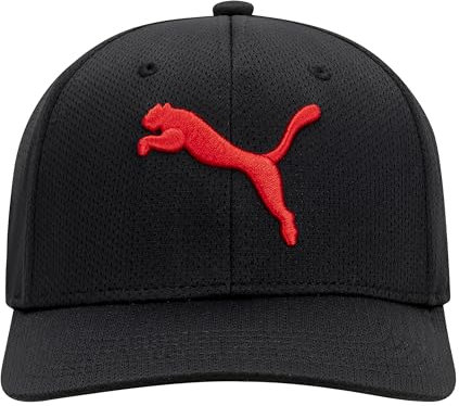PUMA Unisex-Erwachsene Evercat Mesh Stretch Fit Cap Baseballkappe, Schwarz/Big Red, S/M