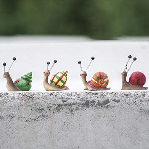 HomeZone 4-teiliges Schneckenfiguren-Set in leuchtenden Farben, handbemalt, Gartenornamente, Outdoor, wasserdicht, Kunstharz, Outdoor-Ornamente für den Garten und Zuhause, Schnecke, Tierdekorationen