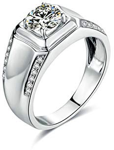 Beydodo Partner Ringe Silber 925 4-Steg-Krappenfassung Moissanit Ehering Silber Partnerring Solitärring 67 (21.3)