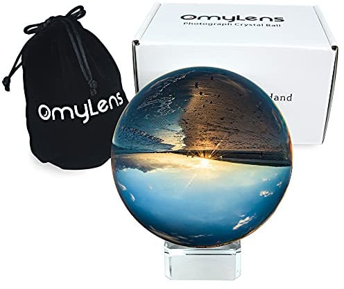 OmyLens Glaskugel(60mm), K9 Kristallkugel mit Ständer und Seidentasche, für Glaskugel Fotografie Zubehör und Requisiten, Heal Magic Ball und dekorativ (6cm / 2.36 Set klare Kristallkugel)