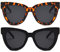 Dollger Sonnenbrille Damen Herren Retro Katzenaugen Übergroße Runde Sunglasses Vintage Cateye Sonnenbrille UV-Schutz Gläser Sun Glasses for Ladies,Schwarz+Leopard