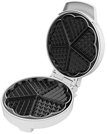 Cecotec Waffeleisen Fun Gofrestone Sweetie. 1000 W, Kapazität für 1 große Waffel oder 5 Herzwaffeln, Antihaftbeschichtung, Edelstahl