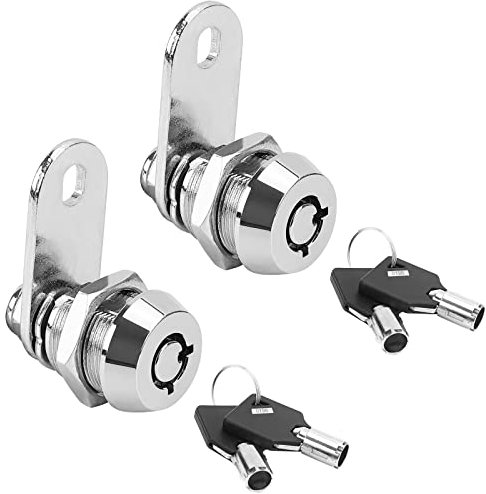 AKEYSRC Röhrenförmige Nockenschlösser, Schrankschlösser mit 2,2 cm Zylinder, Atomschloss für Arcade-Maschine, Kaugummi-Maschine, Geldtür, Werkzeugkasten, Chrom-Finish und gleichschließend (7/8 Zoll