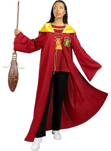 Funidelia | Disfraz de Quidditch para adultos - Harry Potter para hombre y mujer Magos, Gryffindor, Hogwarts - Disfraces y accesorios para Fiestas, Carnaval y Halloween - Granate