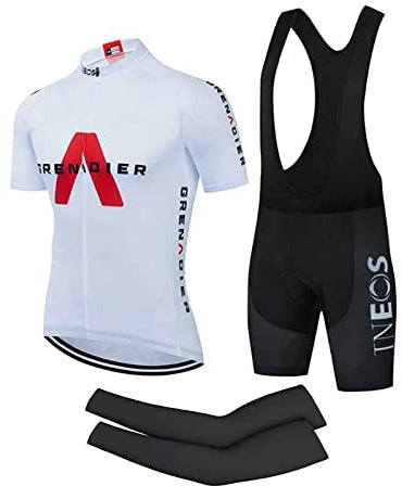 KAISUN Herren Radtrikot Set, Fahrrad Kurzarm Trikot + Trägerhose Mit Sitzpolster + Ärmel, Atmungsaktiv Radsport-Bekleidung für Rennrad MTB (Color : TYP-2, Size : M)