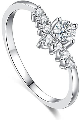 Musihy Ring Zeigefinger, Zirkonia Ring Zirkonring Krone Zirkonia Weiß Ringgröße 50 Frauen Geschenk