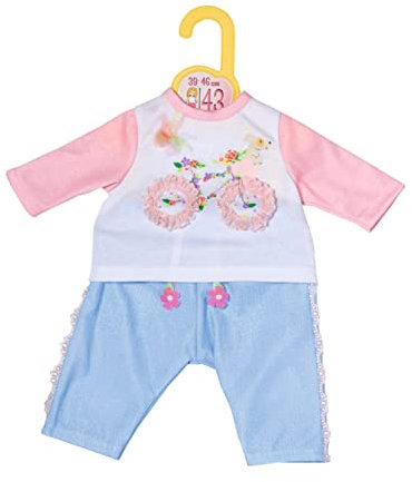 Dolly Moda Shirt & Hose Fahrrad 43cm -Puppenoutfit für 39-46 cm große Puppen bestehend aus Shirt und Hose, rosa blau
