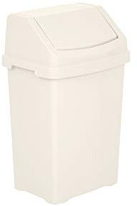 TENLITE Swing Bin 𝟖 𝐋𝐢𝐭𝐫𝐞 Plastic Dustbin With Swing Top Lid Waste Rubbish Trash Can Bin Garbage Refused Storage Bins For Bathroom Vanity Office & Home. (Soft Cream)