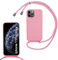 MBSLFY Lanyard Case for iPhone 11 Pro Max, Liquid Silicone Protective Phone Case with Strap Adjustable Neck Cord Necklace Soft Cover for iPhone 11 Pro Max, Pink
