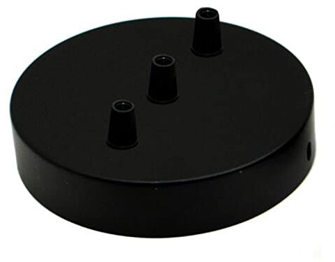 LEDSone Multi Out Black Ceiling Rose Perfect for fabric flex cable, 120mm Metal Ceiling Light Fitting Plate with Accessories for Ceiling and Wall Lamp. (3 Outlet)