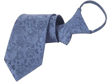 WANYING Herren 8cm 3,15 Klassische Reißverschluss Krawatte Vorgebundene Sicherheits Krawatte Businesskrawatte Formelle Business Hochzeit Länge 48cm - Blumen Dunkelblau