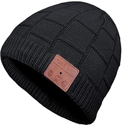 Puersit Bluetooth Beanie Hat, Unisex Wireless V5.2 Knit Cap Headphones Beanie Washable Bluetooth Headphone Hat with Mic&Built-in Stereo Speakers Gift for Men Women