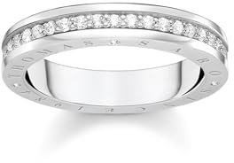 Thomas Sabo Ring mit weißen Steinen Silber Recyceltes 925 Sterling Silber Zirkonia, Größe 58, TR2254-051-14-58