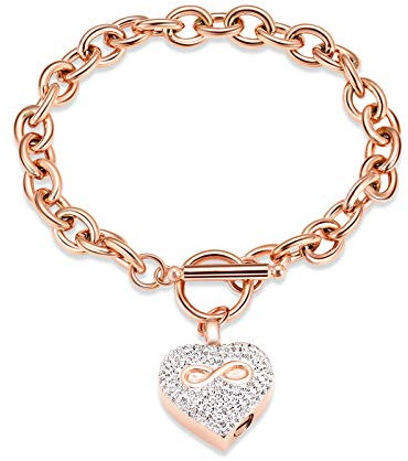 Minicremation Hund Pfote Druck Einäscherung Schmuck für Asche Memorial Urne Armreif für Haustier Edelstahl Urne Armband Asche Halter (Roségold-A)