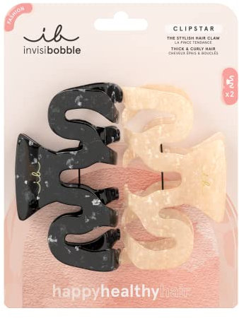 invisibobble Clipstar Eclipse Haarspangen, 2er Set | Haarclips Extragroß für dickes & lockiges Haar | Zeitloses schwarz/nudefarbenes Design | Haaraccessoire Vielseitig für diverse Frisuren