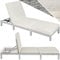 tectake® Polyrattan Sonnenliege mit 6-Fach höhenverstellbarer Rückenlehne, Outdoor Daybed mit bequemer Polsterauflage, Gartenliege Rattan für drinnen und draußen, pflegeleicht und stabil - hellgrau