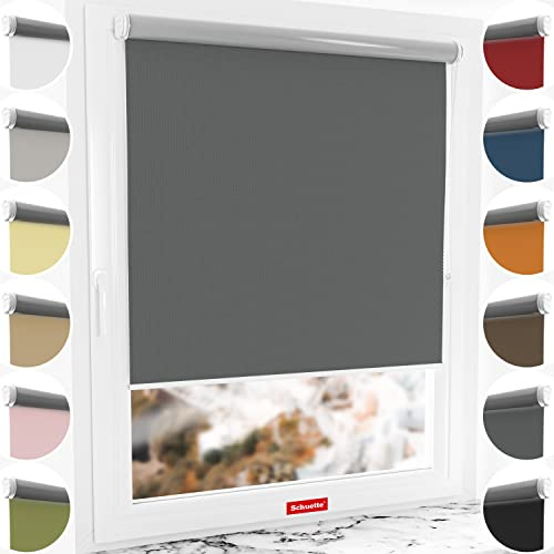 Schuette® Verdunkelungsrollo ohne Bohren/mit Bohren 2in1 ● Thermo Rollo Kollektion: Shadow Grey (Grau) ● 100 x 230 cm (Breite x Höhe) ● Suprafix Klemmrollo = Klemmfix 2.0 ● 60s Montage mit Video