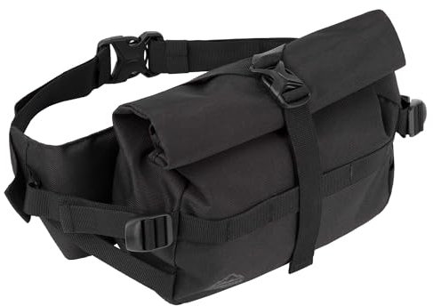 MTB Hip Pack Roll Top Mountain Bike Waist Pack Bike Fanny Pack Lendenwirbeltasche Wandern Gürteltasche Wandern Hüfttasche (4L) Schwarz, Schwarz, 4L, Hüfttasche mit Roll-Top