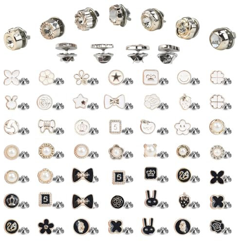 LIMITADA 60 Pcs Broche Vêtement Femme Petite Broche Bijoux Femme Broche Chemise Femme Broche pour Robe Décolletée Broche Pins Femme en Perle Strass pour Éviter Exposition Déco Chapeau, Noir/Blanc