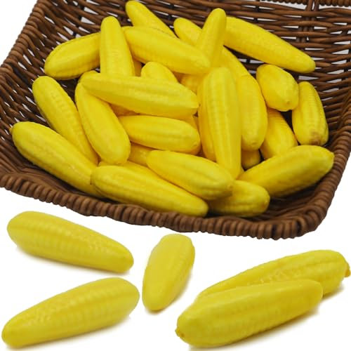 Tuxiaobu Künstliche Gemüse Früchte Mini Mais Aesthetic Deko Obst, Faux Mais Gemüse Kunst Früchte Zuhause Küche Dekor Tischdekoration Obst Party Dekorationen, 30 Gelb Mais