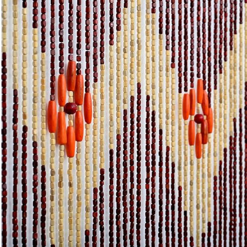 FlavorThings Brown Wood Bead Curtain - Waverly - Natural Wood Bamboo Door String Curtains for Doorways Boho Hanging Beads Curtains Room Divider Home Decor - 36 x 76 - 52 Strands