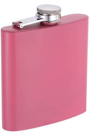 sourcing map Hip Flask for Liquor 6oz 170ml Stainless Steel Leak Proof Drinking Flask for Camping Hiking Outdoor Activity, Pink