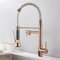 EGTink Grifo de cocina con ducha, giratorio 360°, con muelle en espiral, color oro rosa