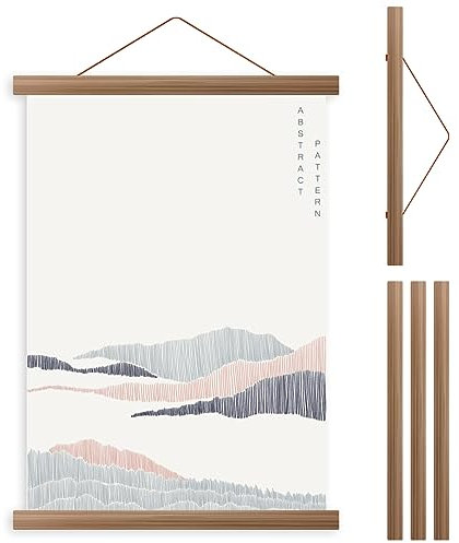 BUTORY Posterleiste Magnet Magnetische Holz Poster Aufhänger Halter Bilderrahmen aus Holz Bilderleiste aus Eiche Posterleiste Posterschiene Holzrahmen Klemmleiste (31 cm Holzfarbe)