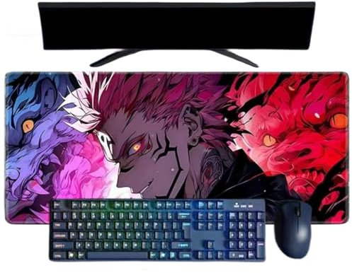 Jujutsu Kaisen Ryomen Sukuna Anime Tapis de Souris XXL, 800x300mm, Tapis de Souris pour Jeux imperméable et 3mm Base en Caoutchouc antidérapant Surface Texturée