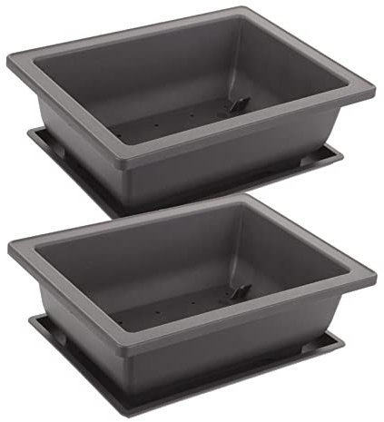 SUPVOX Maceta BonsáI Rectangular De PláStico con Bandeja De Humedad, Set De 2 Macetas para Plantas Y Flores, Ideal para BonsáIs, Uso Interior Y Exterior, 23 X 17 X 7.5 Cm