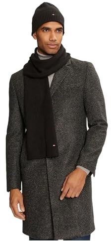 Tommy Hilfiger Herren Geschenk-Set Flag Pima Cotton Strickmütze & Schal, Schwarz (Black), Einheitsgröße