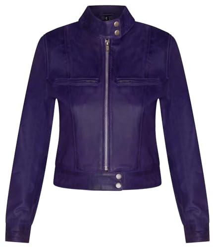Infinity Leather Damen Schlichtes Leder Biker-Motorradjacke