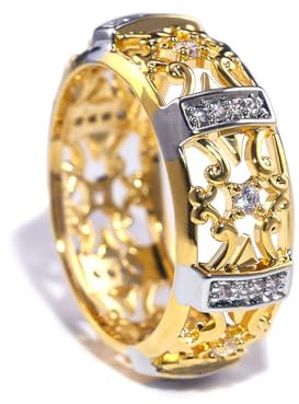 GleaMora Personalisierter Vintage Trendy Matching CZ Ring Hollow Out Ring Valentinstag Freizeiturlaub für Frauen Geburtstagsgeschenk Schmuck