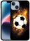 GlamCase for iPhone 14, iPhone 14 Case - Soccer On Fire Design Printed Slim & Sleek Cute Plastic Hard Snap on Protective Designer Back Phone Case/Cover for iPhone 14 White