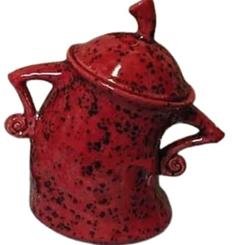 Grand récipient en céramique avec couvercle - Joli récipient créatif avec couvercle - Avec couvercle hermétique - Pour café, thé, sucre et épices - Rouge
