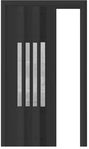 Puerta Plegable Puerta Plegable Tipo Acordeón Negra, Puerta Corrediza Tipo Concertina para Privacidad con Panel Acrílico Esmerilado, Separador de Ambientes Opaco para Pasillo, Dormitorio y Baño(27x40i