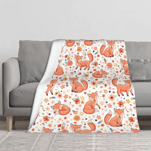 Fox Weiche Überwurfdecke, Flanell-Fleece-Decken, warm, gemütlich, leicht, flauschige Decke für Bett, Sofa, Couch, Heimdekoration, 152,4 x 127,7 cm